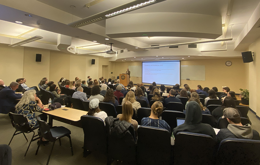 Pictured is Brent Robbins presenting the 2025 Finkelhor Lecture. Photo by Nicole Chynoweth.