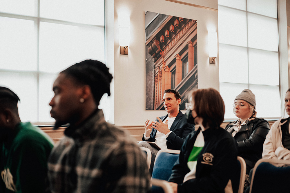 Professor Chris Girman poses a question during the Career and Internship Summit. Photo by Madi Fisher.