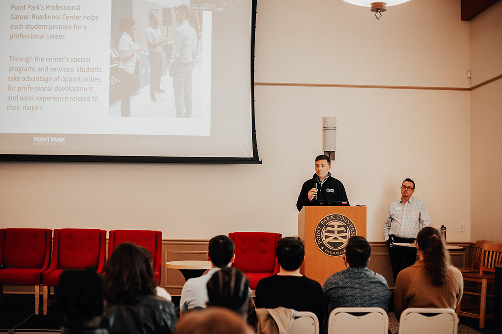 Pictured is Dean Jolin, director of the Professional Career-Readiness Center, and Kenneth Anderson, coordinator of employer recruitment and student engagement. Photo by Madi Fisher.