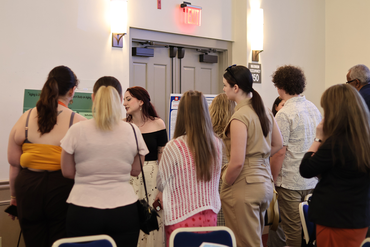 Pictured are attendees at the Psychology Symposium. Photo by Natalie Caine.