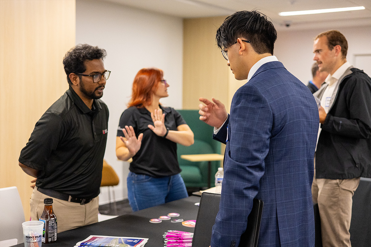 Pictures of students at the 2025 ESWP Career Fair.