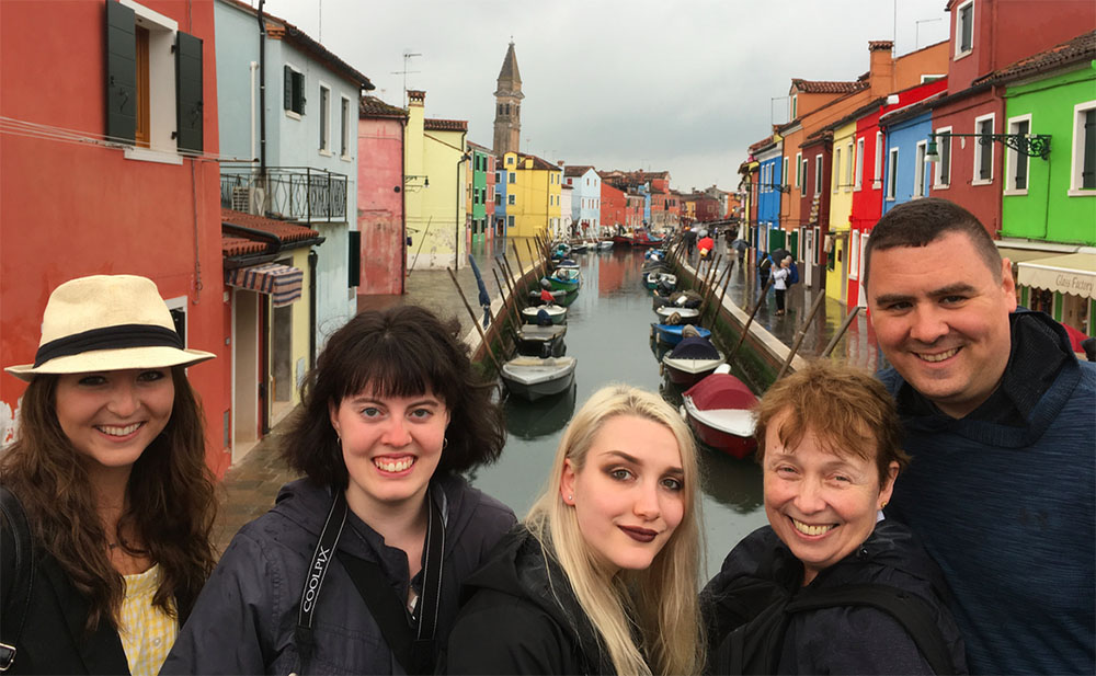 Pictured are Rowland School of Business students and faculty in Italy. Photo submitted by Patrick Mulvihill, D.Ed.