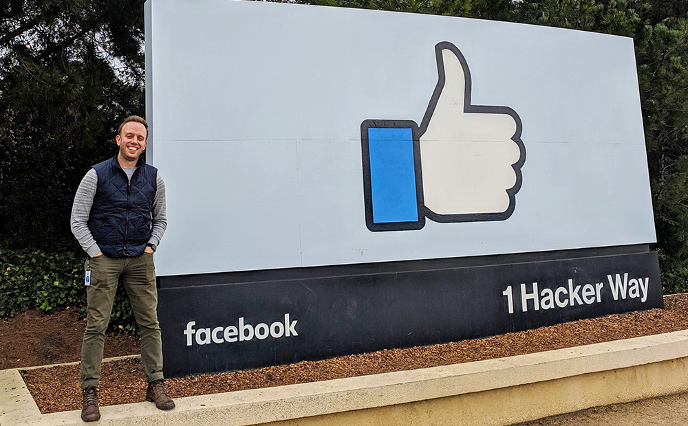 Pictured is SAEM alumnus David Jacobs at Facebook headquarters. Photo submitted by Jacobs.