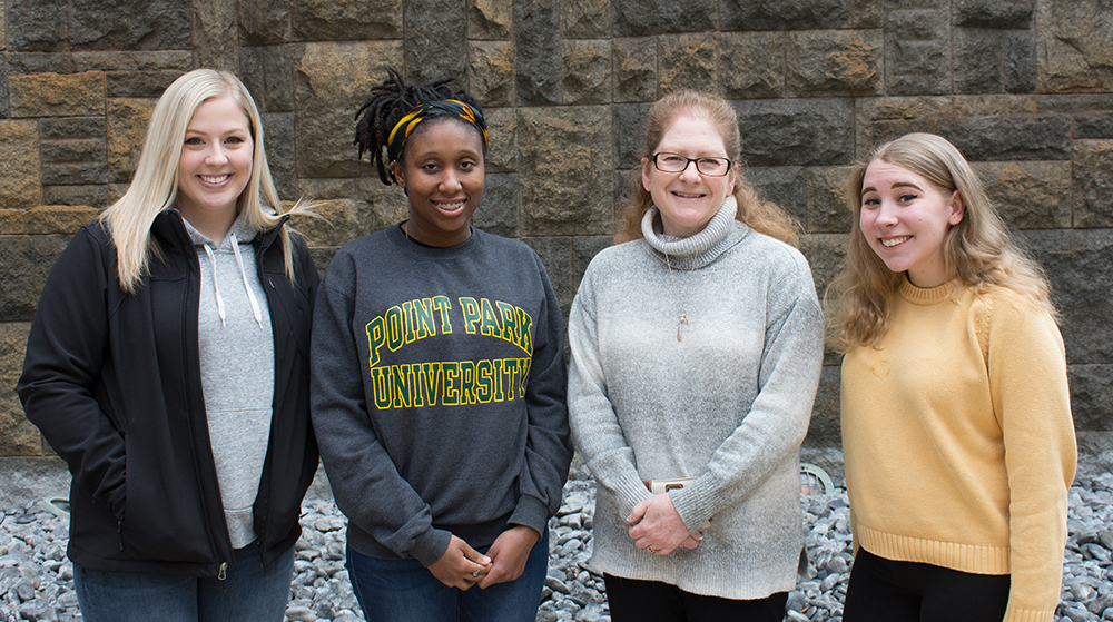 Pictured are Point Park HR management students with Professor Mervosh. Photo by Brandy Richey.