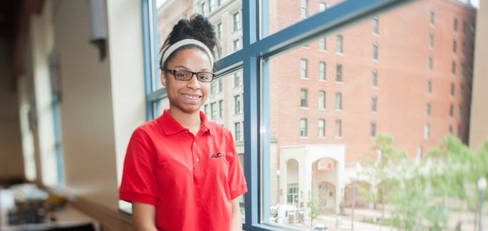 Pictured is Tanisha DeBold, a senior at Urban Pathways Charter School. | Photo by Chris Rolinson