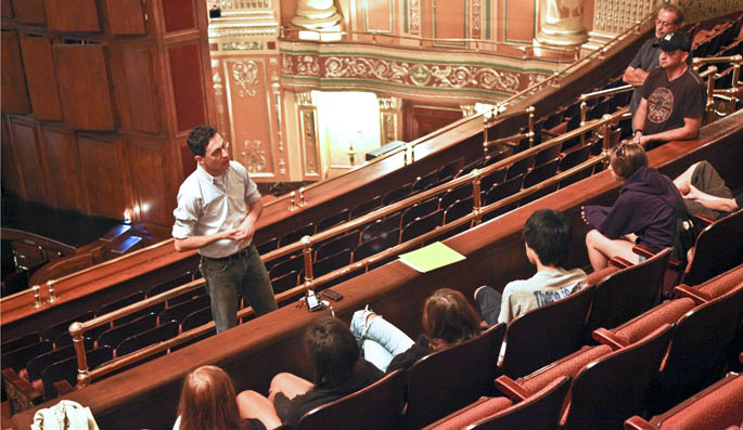 Students tour the Benedum Center during the 2010 High School Sport, Arts and Entertainment Workshop at Point Park. | Photo by Andrew Weier