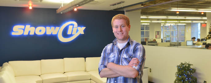 Pictured is SAEM alum Brandon Dujmic, customer care representative for ShowClix, Inc.