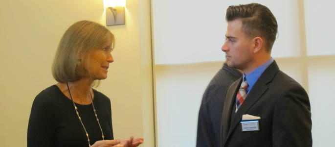 Pictured are Point Park students and alumni at the Careers in Commercial Real Estate panel discussion and networking reception held on campus Nov. 18. | Photo by Amanda Dabbs