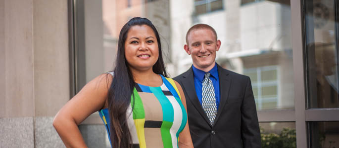 Pictured are PICPA scholarship winners and accounting students Chris Cerda and Kay Krueger. | Photo by Chris Rolinson