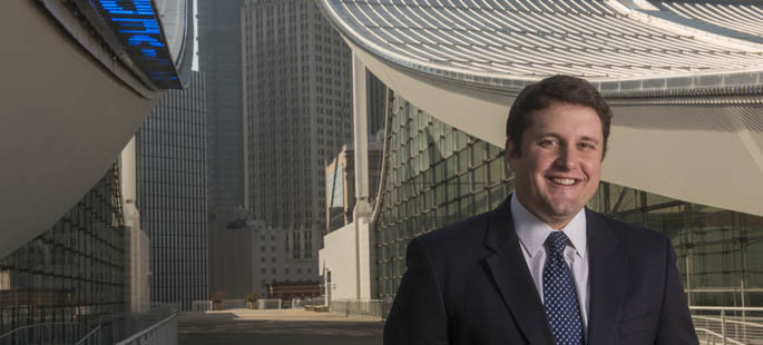 Pictured is M.B.A. alumnus Conor McGarvey, director of operations for the David L. Lawrence Convention Center. | Photo by Jim Judkis