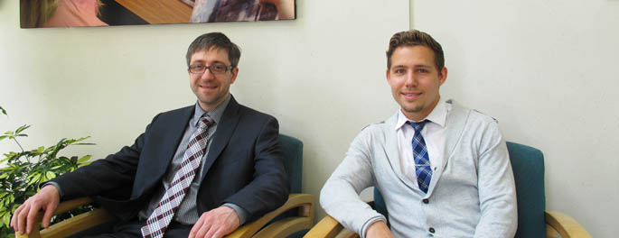 Pictured are accounting alumni Matthew Annecchiarico and David McCombie, accountants at KPMG. | Photo by Amanda Dabbs