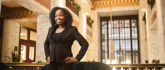 Pictured is M.B.A. alumna Ericka Watkins, credit analyst for Koppers, Inc. | Photo by Chris Rolinson