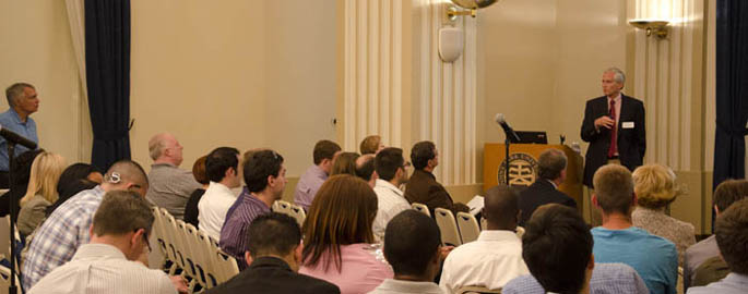 Pictured are attendees at the Third Annual Ethical Leadership Speaker Series | Photo by Sean McKeag, junior photojournalism major