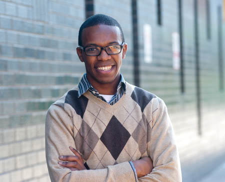 Pictured is M.A. organizational leadership and international student George Githiaka.