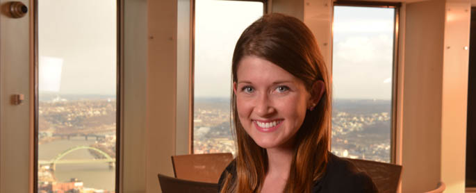 Pictured is M.B.A. student and UPMC employee Lauren Schmitt.