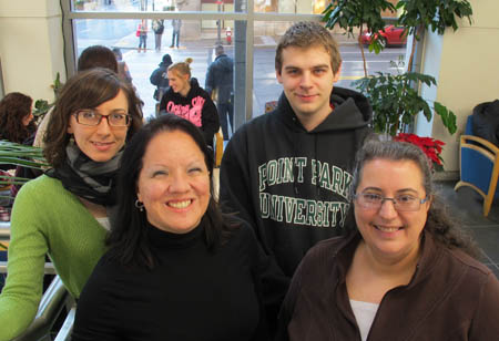 Pictured are accounting students Heidi Gregori, Rosemarie Papariella and Deborah Kostrub Scott, along with information technology major Justin Smith.
