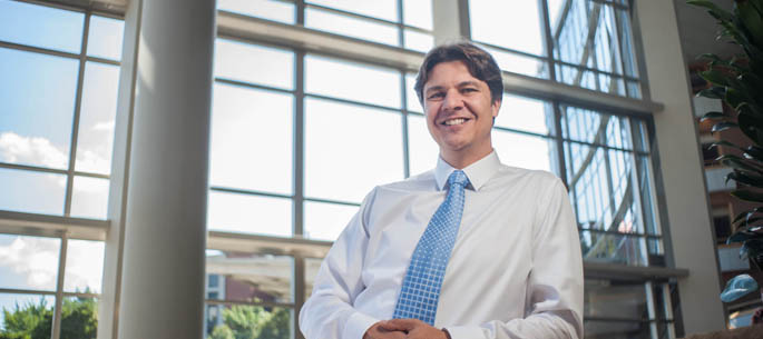 Pictured is M.B.A alumnus Thomas Rudnicki, a systems analyst for Magee-Womens Hospital of UPMC. | Photo by Chris Rolinson