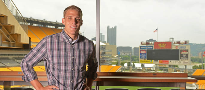 Pictured is Troy Johnston, a sports, arts and entertainment management student at his internship at Heinz Field. | Photo by Jim Judkis