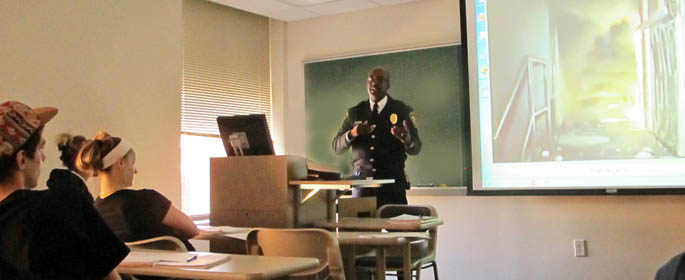 Pictured is Darryl Jones, Ph.D., chief of the Pittsburgh Bureau of Fire teaching a class. | Photo by Amanda Dabbs