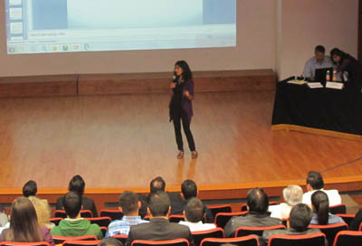 Pictured is Helena Knorr, Ph.D., associate professor of organizational leadership, presenting at the Second International Meeting in Entrepreneurship Development. | Photo submitted by Knorr.