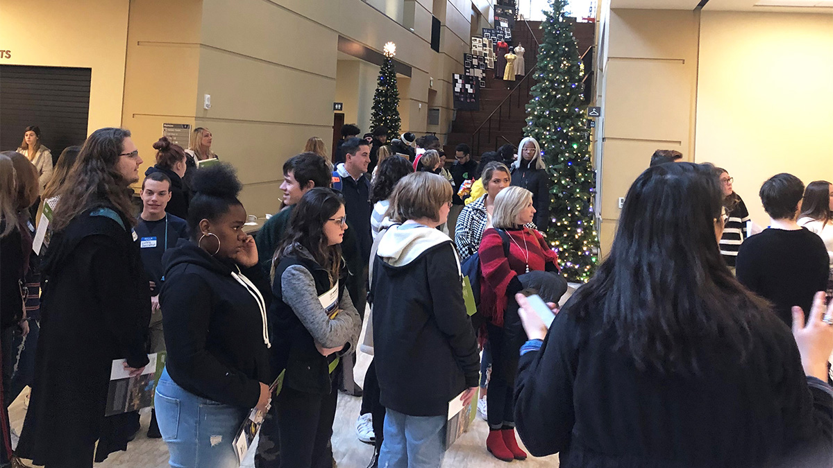 Pictured is the Beyond the Stage high school event at the Pittsburgh Playhouse. Photo by Paige Beal