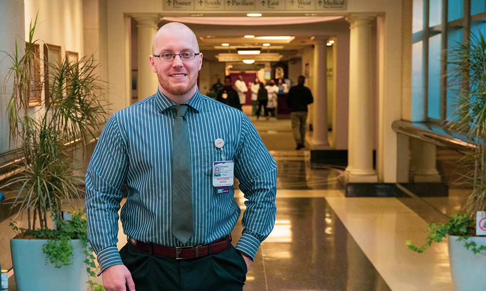 Pictured is M.S. health care alumnus Braxton Bragg. Photo by Emma Federkeil