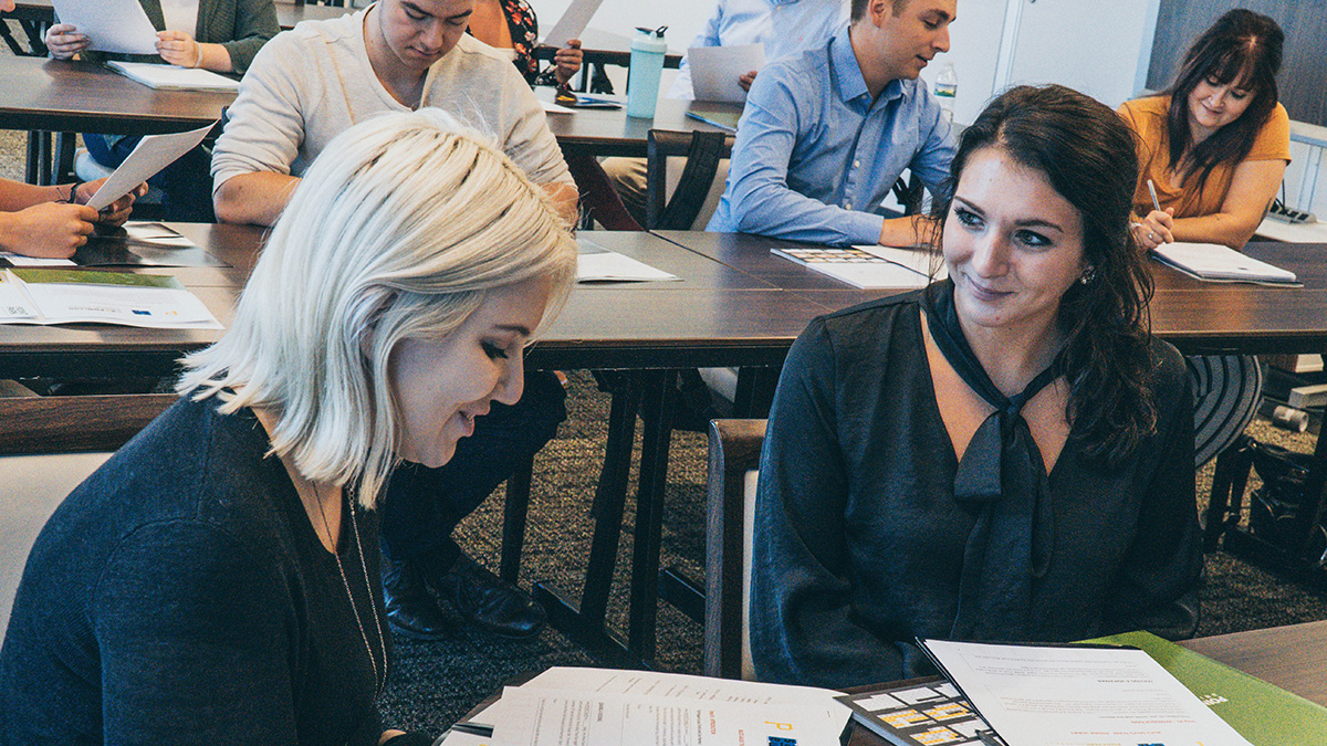 Pictured are SAEM students at their Bucs Sales Team training at PNC Park. Photo by Emma Federkeil.