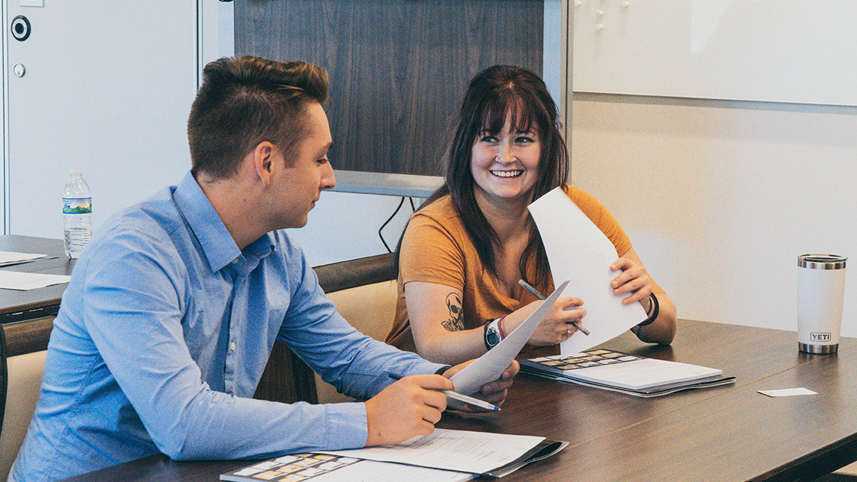 Pictured are SAEM students at their Bucs Sales Team training at PNC Park. Photo by Emma Federkeil.