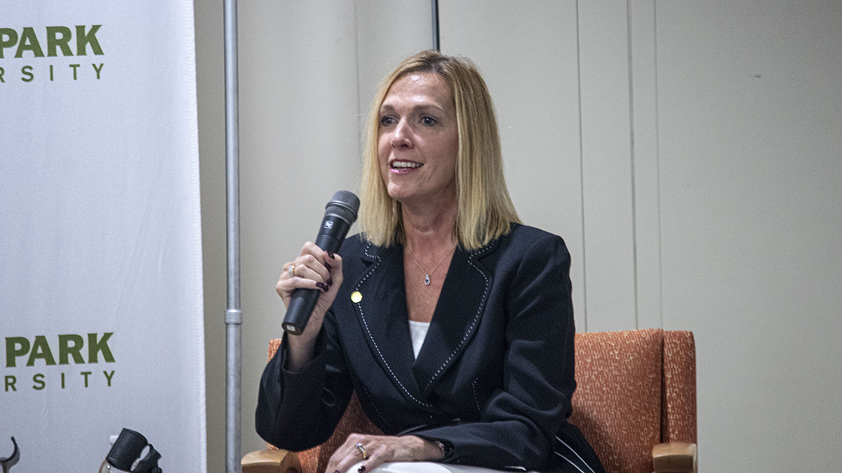 Pictured is the Point Park Women In Industry Speaker Series event with Celeste Suchko, CPA, and Mandy Merchant, CPA, from CliftonAllenLarson. Photo by Alexander Grubbs
