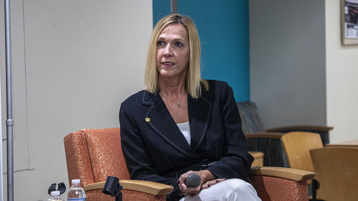 Pictured is the Point Park Women In Industry Speaker Series event with Celeste Suchko, CPA, and Mandy Merchant, CPA, from CliftonAllenLarson. Photo by Alexander Grubbs