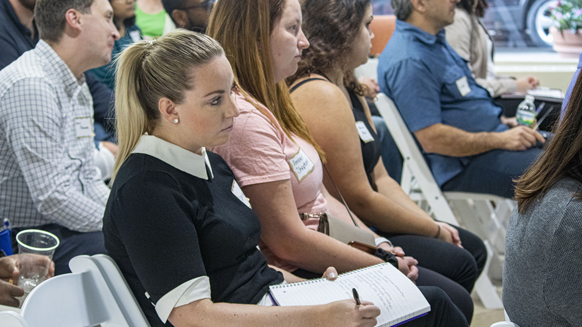 Pictured is the Point Park Women In Industry Speaker Series event with Celeste Suchko, CPA, and Mandy Merchant, CPA, from CliftonAllenLarson. Photo by Alexander Grubbs