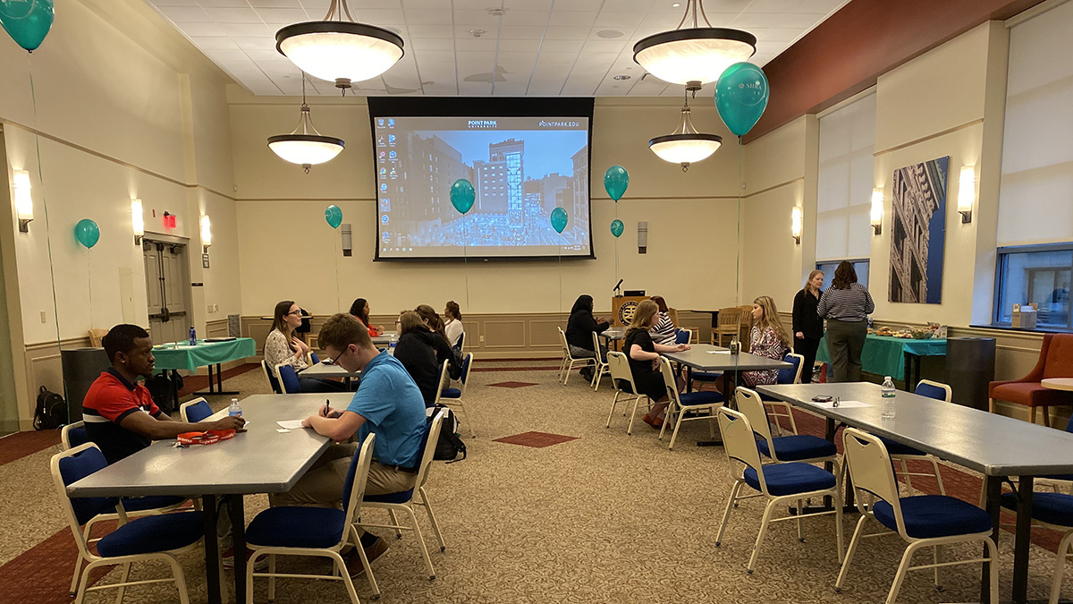 Pictured is an HR networking event on campus.