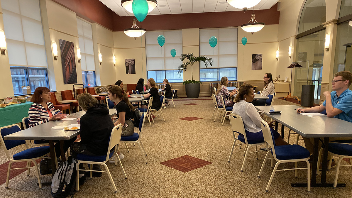 Pictured is an HR networking event on campus.