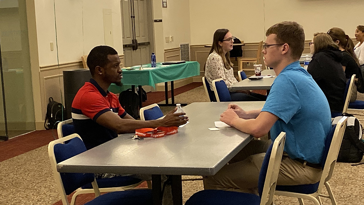 Pictured is an HR networking event on campus.