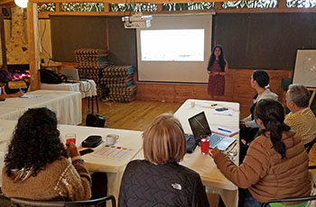 Pictured is Helena Knorr, Ph.D., presenting in Colombia.