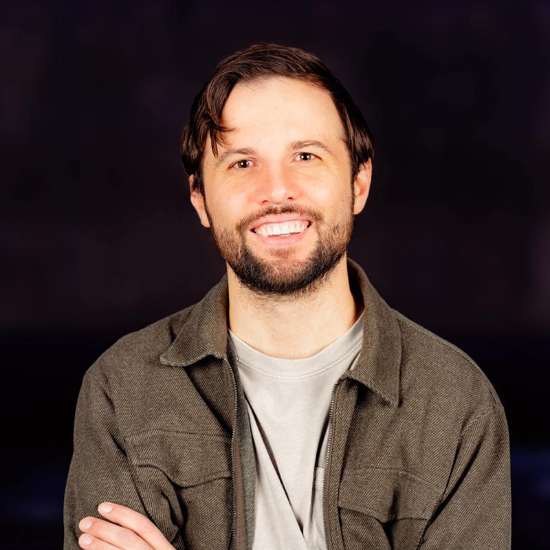 The photo shows Jeremey Olson, a Point Park University alumni. 