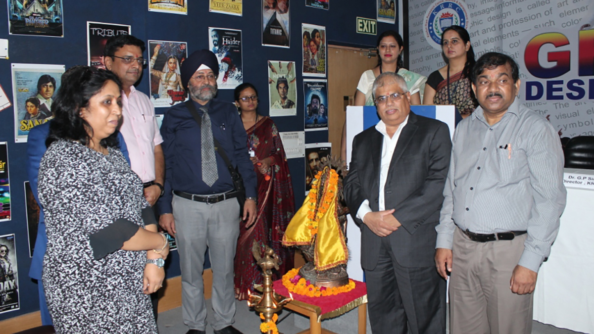 Pictured is Archish Maharaja, Ed.D., at the 2019 USA Education Fair hosted by Kasturi Ram College of Higher Education in Narela, Delhi. Photo submitted by Maharaja