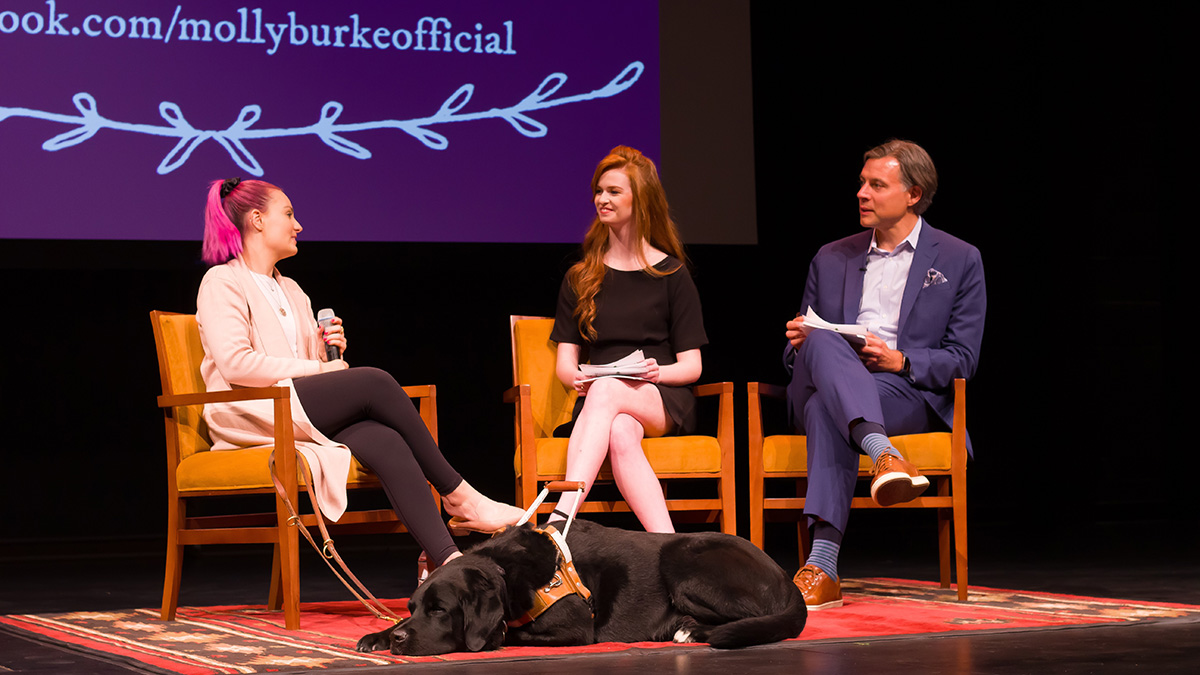 Pictured is YouTube sensation Molly Burke at Point Park University. Photo by Anna Wolf