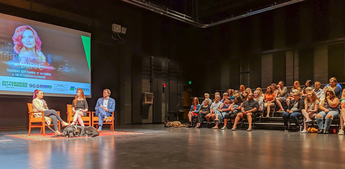 Pictured is YouTube sensation Molly Burke at Point Park University. Photo by Anna Wolf