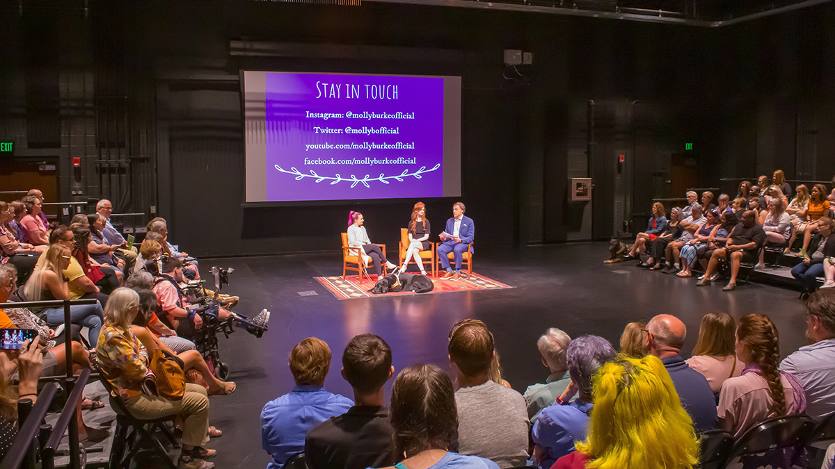 Pictured is YouTube sensation Molly Burke at Point Park University. Photo by Anna Wolf