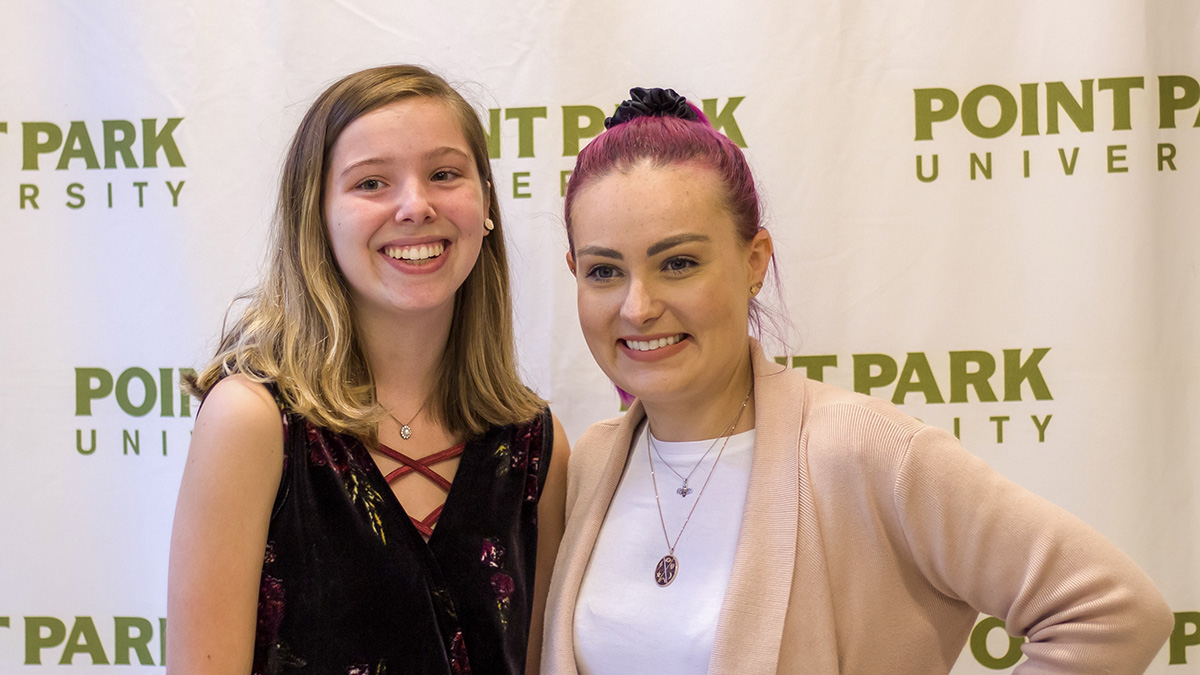 Pictured is YouTube sensation Molly Burke at Point Park University. Photo by Anna Wolf