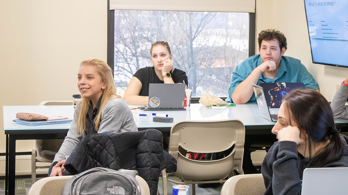 Pictured is Paige Beal's SAEM Marketing and Promotions class. Photo by Mallory Neil.