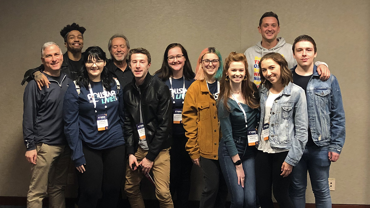 Pictured are SAEM students at the Pollstar LIVE 2020 conference.