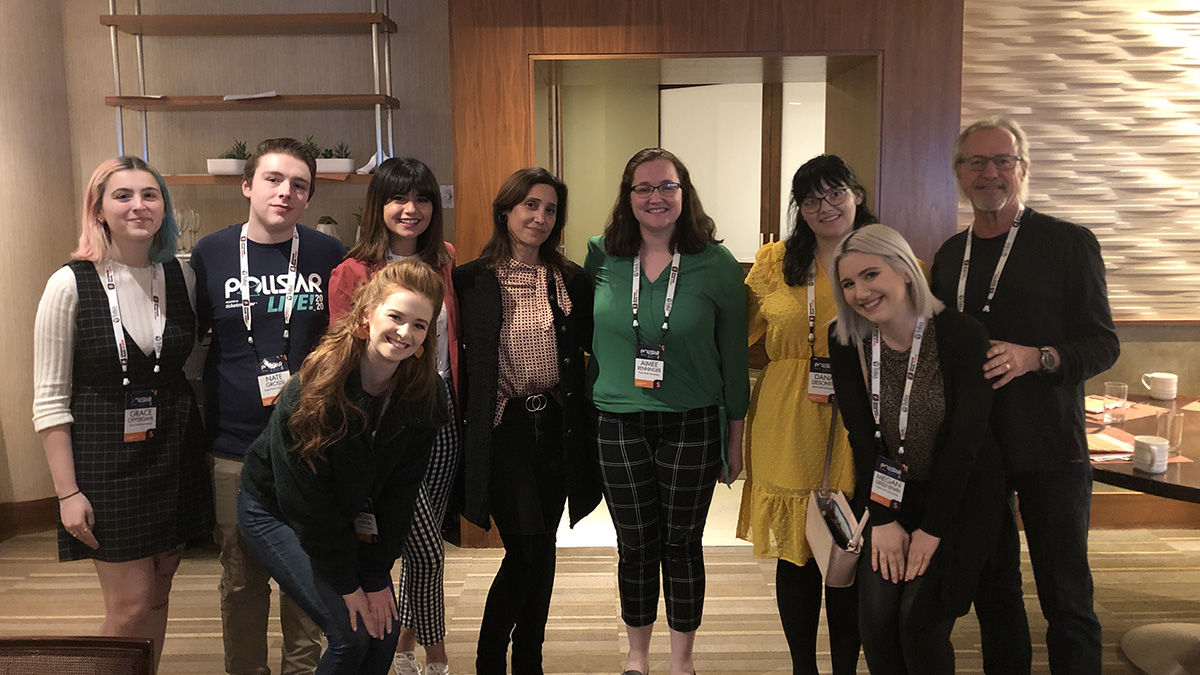 Pictured are SAEM students at the Pollstar LIVE 2020 conference.