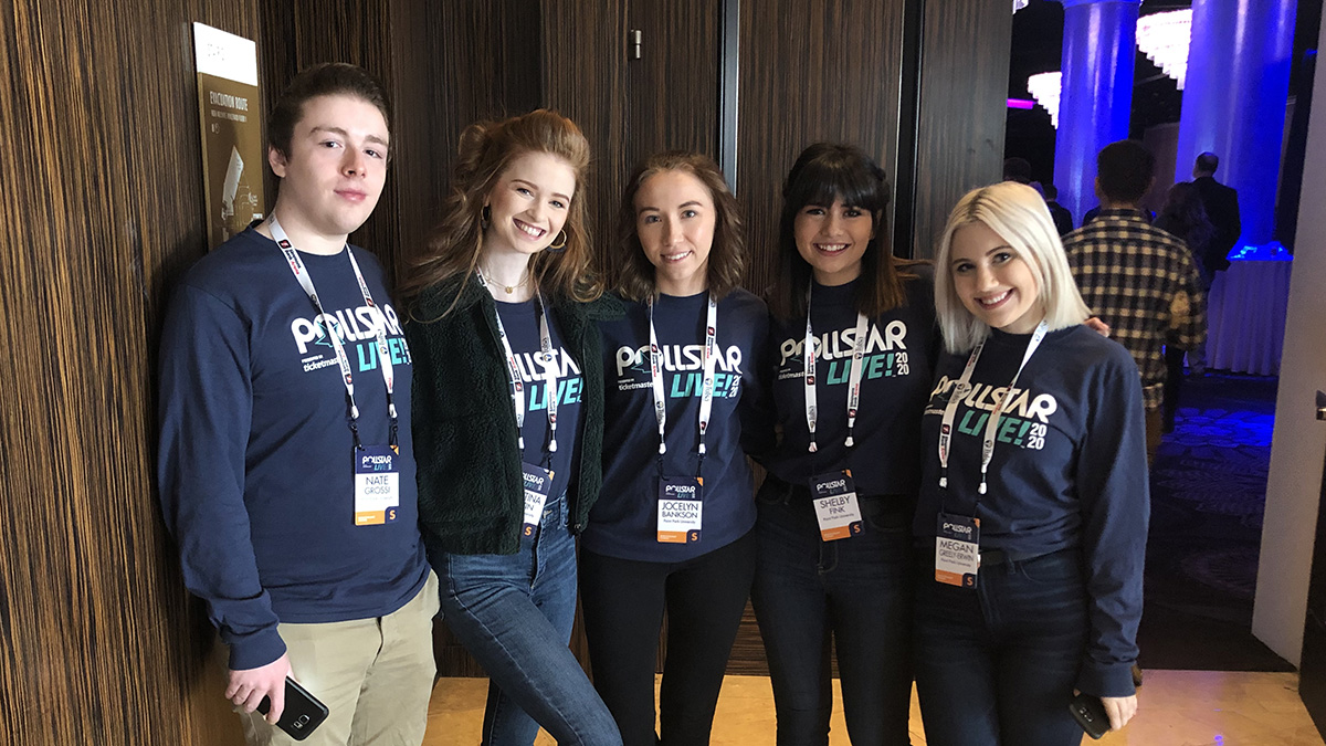 Pictured are SAEM students at the Pollstar LIVE 2020 conference.
