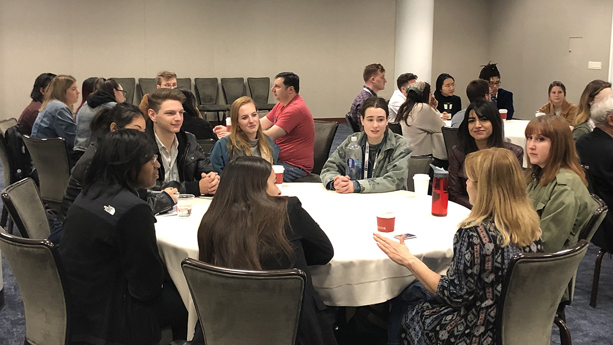 Pictured are SAEM students at the Pollstar LIVE 2020 conference.