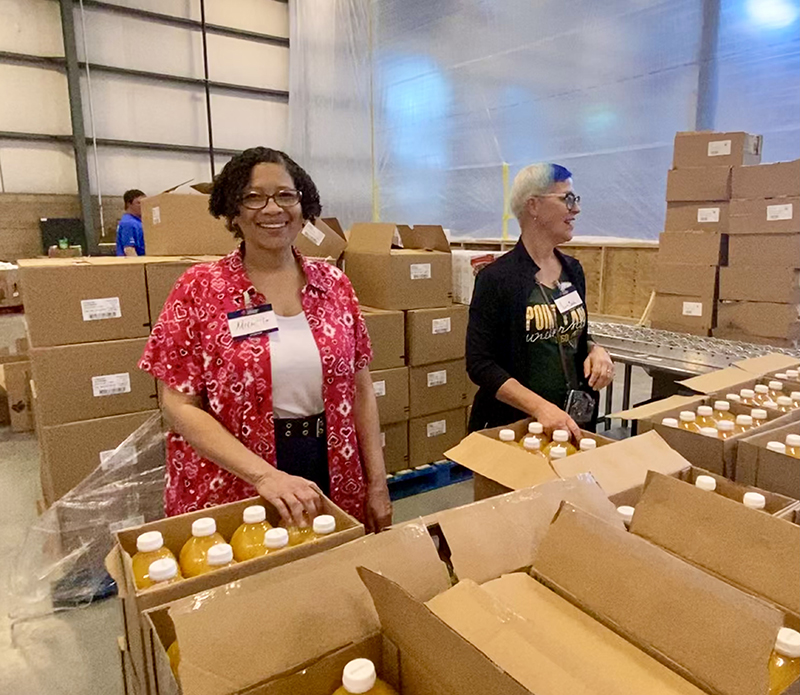 Pictured are Ph.D. students volunteering at the Greater Pittsburgh Community Food Bank.