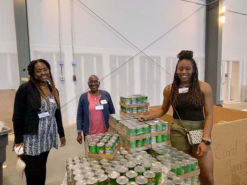 Pictured are Ph.D. students volunteering at the Greater Pittsburgh Community Food Bank.