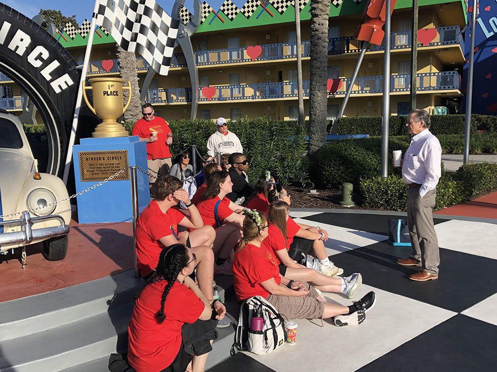 Pictured are Point Park students listening to Lee Cockerell, former executive vice president of operations at Walt Disney World Resort. Submitted photo.