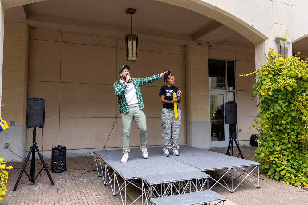Students celebrating school spirit at the Follow the Herd pep rally.